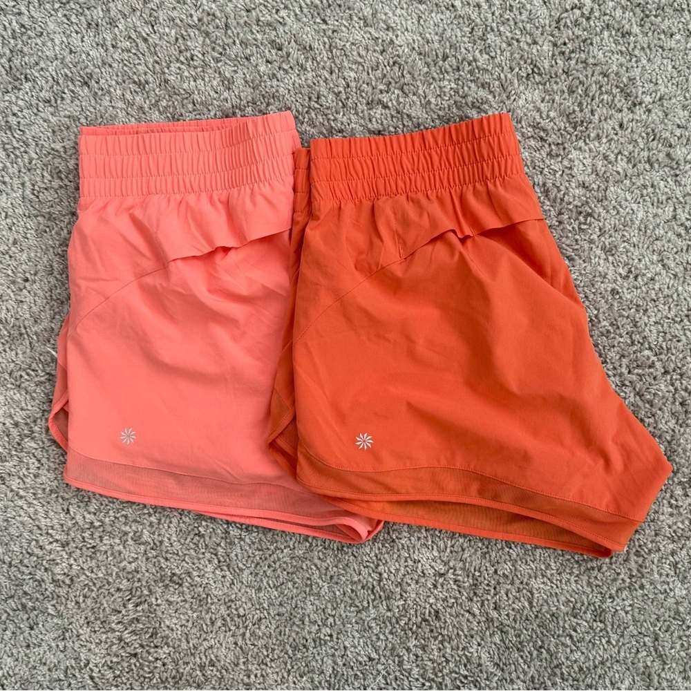 Athleta - BUNDLE - 2 pair of 4” mesh racer mid-rise run shorts, size M